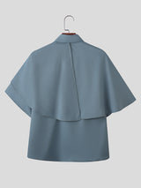 Mens Plain Tie-Neck Short-Sleeve Shirt SKUL27358