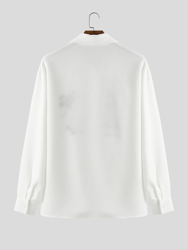 Men's Floral Embroidered Textured Long Sleeve Shirt SKUL29774