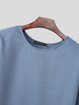Men's Avant-Garde Zen Minimalist Wrap-Style Slanted Hem Two Pieces Outfit SKUL63840