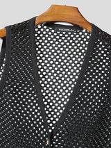 Mens Sheer Mesh Hollow-Out Casual Waistcoat SKUL17905
