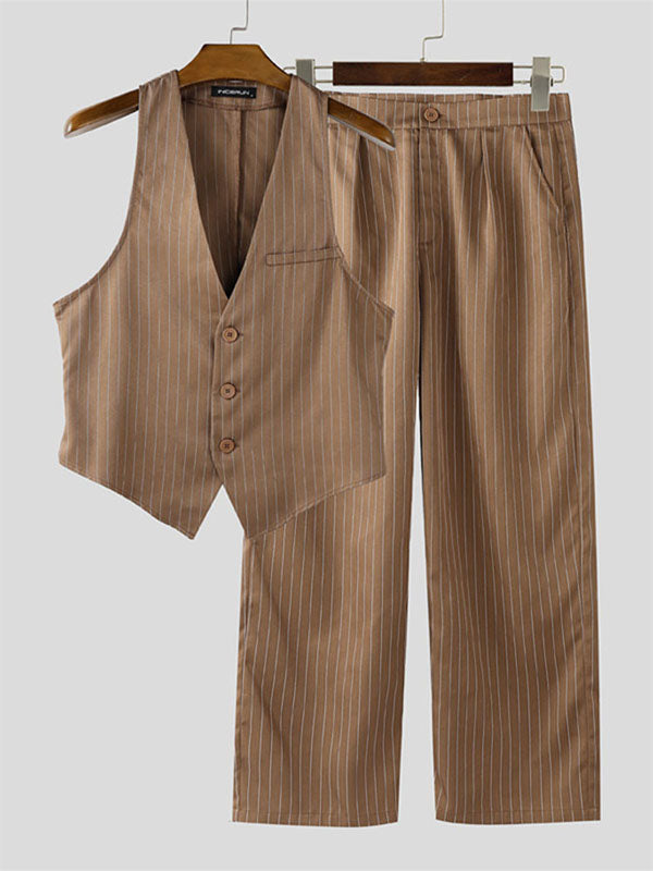 Men's Striped Casual Two Pieces Outfit SKUL21013