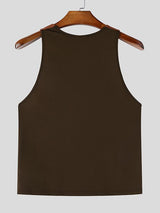 Men's vant-Garde Knot Detail Contrast Colorblock Fitted Muscle Tank SKUL60608