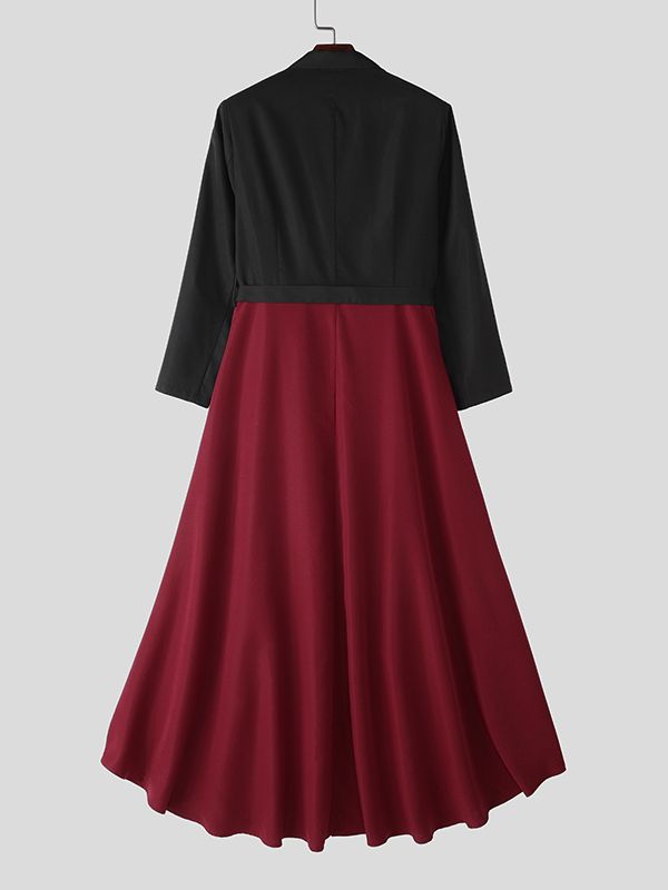 Men's Irregular Pleated Layered Hem Long Sleeve Blazer SKUL35326