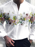 Mens Floral Print Notched Neck Casual Shirt SKUK38324