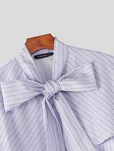 Men's Stripe Ruffle Long Sleeve Shirt SKUL47651