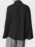 Mens Solid Button Design Split Sleeve Shirt SKUK43272