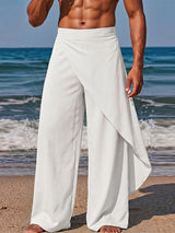 Men's Bohemian Resort Beach Asymmetric Layered Wide Leg Pant SKUL71322