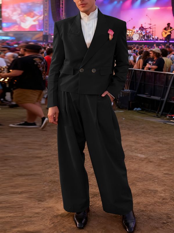 Men's Solid Color Casual Two Pieces Outfit SKUL44011