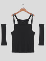 Mens Solid Color Leather Strap Casual Tank SKUL19777