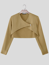 Men's Solid Layered Cropped Long Sleeve Cardigan SKUL24222