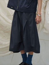 Men's Avant-Garde Zen-Style Architectural Pleated Wide-Leg Cropped Pant SKUL65174
