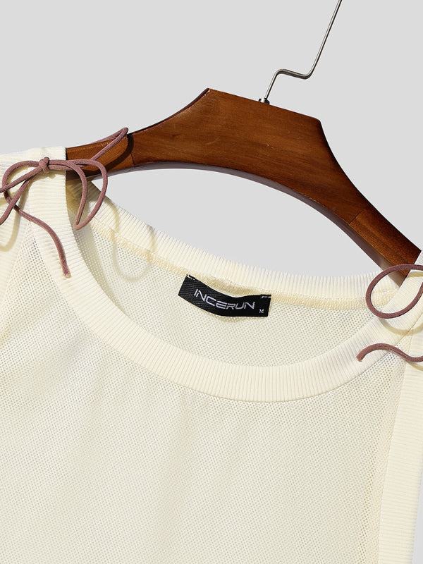 Mens Hollow-Out Mesh Crew Neck Tank SKUL18637