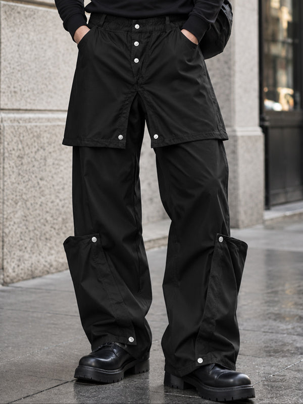 [Pre-order] Men's Avant-Garde Darkwear City Walk Snap Apron Overlay Wide-Leg Pant SKUL88427