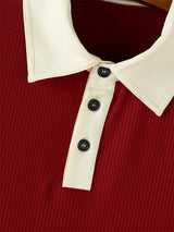 Mens Minimalist Textured Colorblock Short-Sleeve Shirt SKUL17045