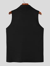 Mens Solid Color Textured V-Neck Tank SKUL09391