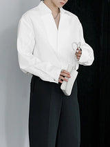 Men's Solid V Neck Long Sleeve Shirt SKUL30770