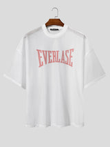 Men's Letter Print Semi-Sheer Short Sleeve T-Shirt SKUL20294