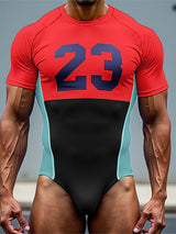 Men's Number Print Colorblock Bodysuit SKUL19005