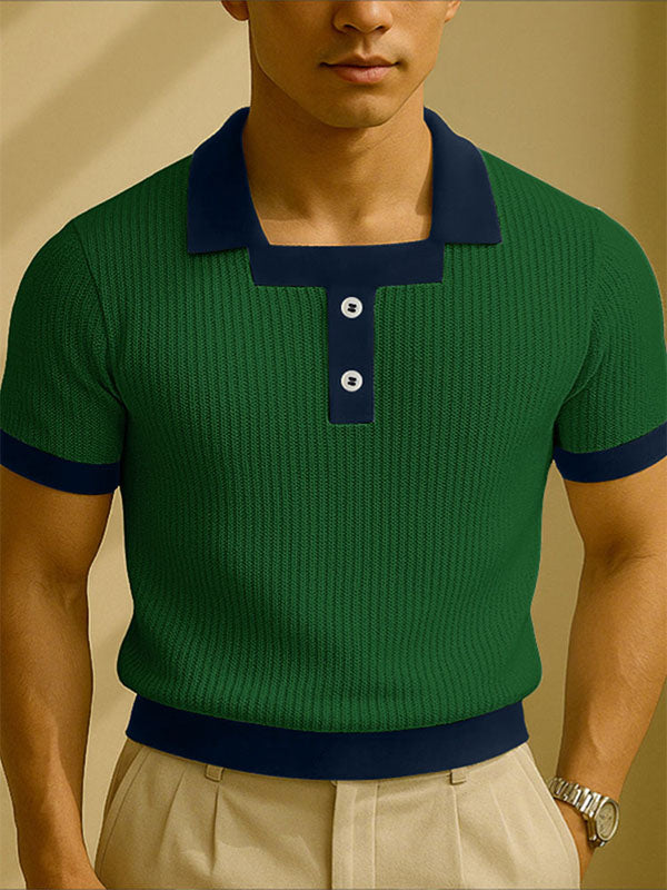 Mens Color Block Textured Short Sleeve Shirt SKUL16887