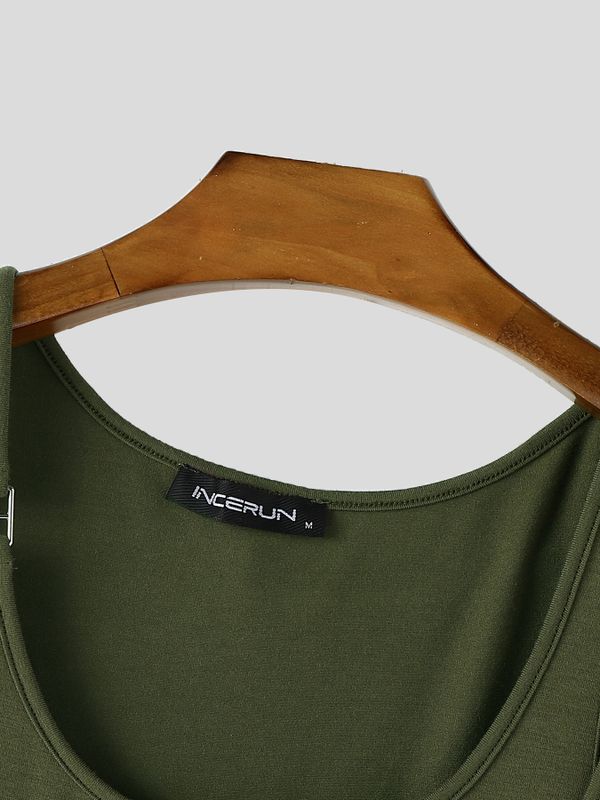 Men's Streetwear Garter Pointed Hem Corset Tank SKUL57692