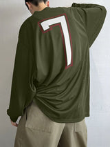 Men's Number 7 Print Mesh Long Sleeve T-Shirt SKUL35243