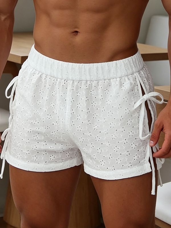 Men's Avant-Garde Side Ribbon Eyelet Lace Short SKUL62938