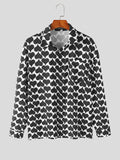 Mens Heart Print Lapel Collar Casual Shirt SKUK51110