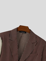 Men's Striped Contrast Color Plush Long Sleeve Blazer SKUL46547