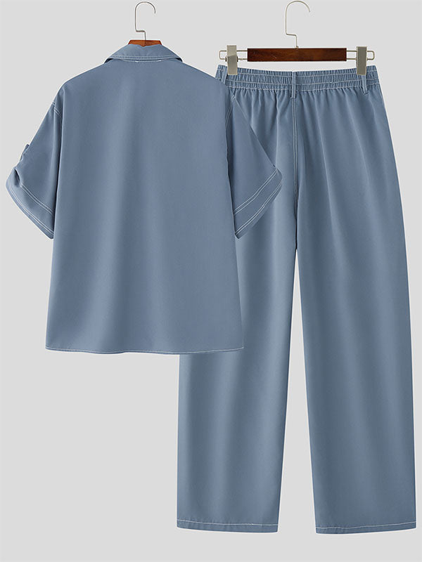 Men's Piped Colorblock Casual Two Pieces Outfit SKUL26992