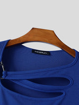 Men's Textured Knit Hollow Out Long Sleeve T-shirt SKUL48601