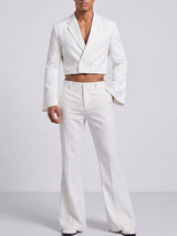 Men's Solid Color Flared Sleeve Two Pieces Outfit SKUL24595