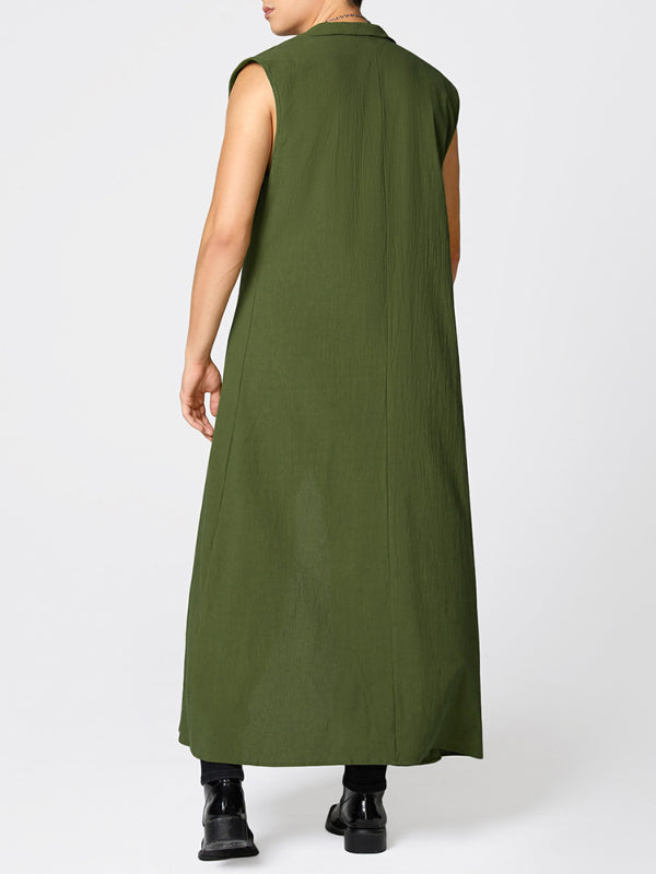 Mens Minimalist Textured Long Hem Cardigan SKUL05546