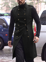 Men's Avant-Garde Victorian Military Longline Sleeveless Trench Waistcoat SKUL79527