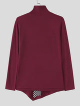 Men's Sheer Mesh Patchwork Knit Long Sleeve T-shirt SKUL45326