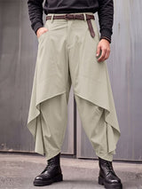 Men's Avant-Garde Darkwear Urban Street Asymmetric Skirt Overlay Drop-Crotch Pant SKUL84575