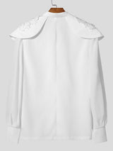 Men's Lace Shoulder Appliques Sheer Lantern Sleeves Blazer SKUL56348