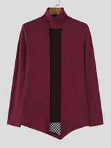 Men's Sheer Mesh Patchwork Knit Long Sleeve T-shirt SKUL45326