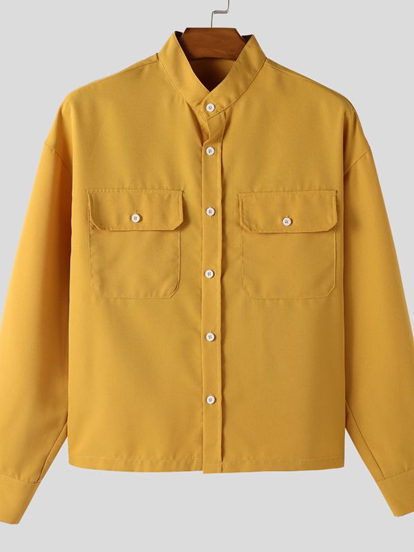 Men's Minimalist Pocket Long Sleeve Shirt SKUL41704