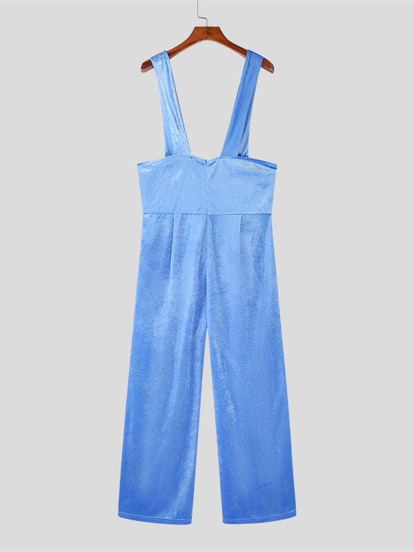 Mens Velvet Solid Casual Overall With Pocket SKUK05971