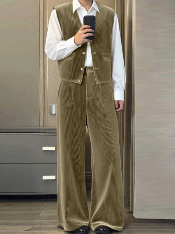 Mens Solid Color Textured Two Pieces Outfit SKUL27366