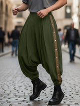 Men's Casual Contrast Edge Stud Button Pant SKUL48669