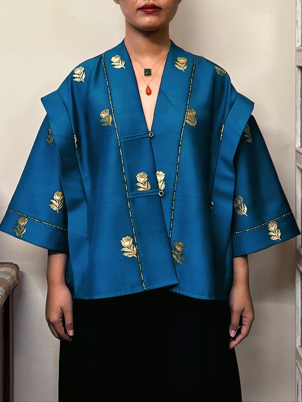 Men's Deconstructed Rose Print Half Sleeve Cardigan SKUL36314