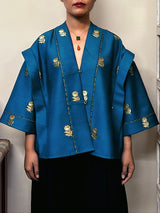 Men's Deconstructed Rose Print Half Sleeve Cardigan SKUL36314