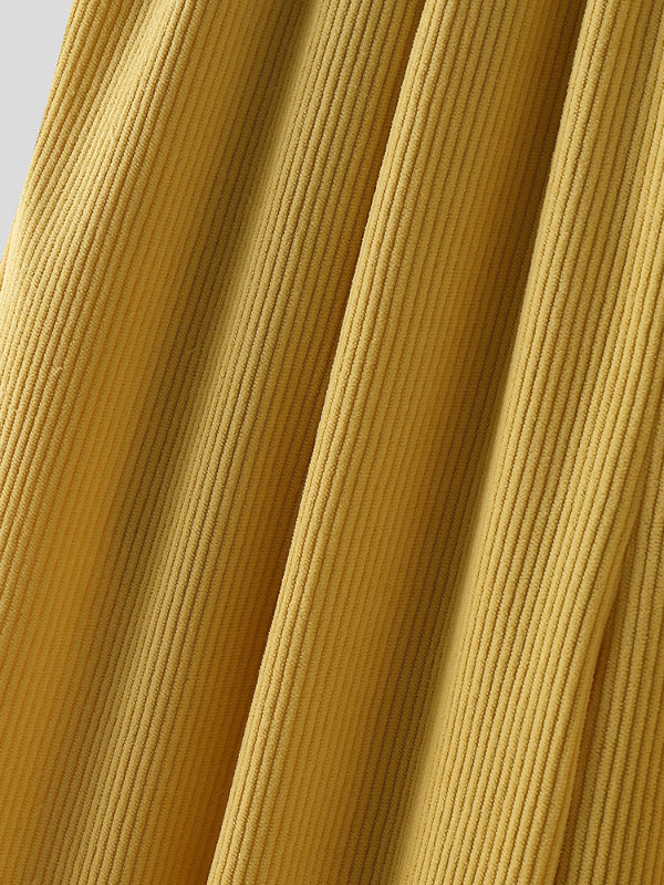 Men's Solid Color Textured Corduroy Two Pieces Outfit SKUL27425