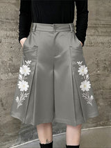 Men's Floral Embroidered Glossy High Waist Short SKUL46155