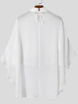 Men's Multi Layer Design Chiffon High Neck Long Sleeve T-shirt SKUL46100