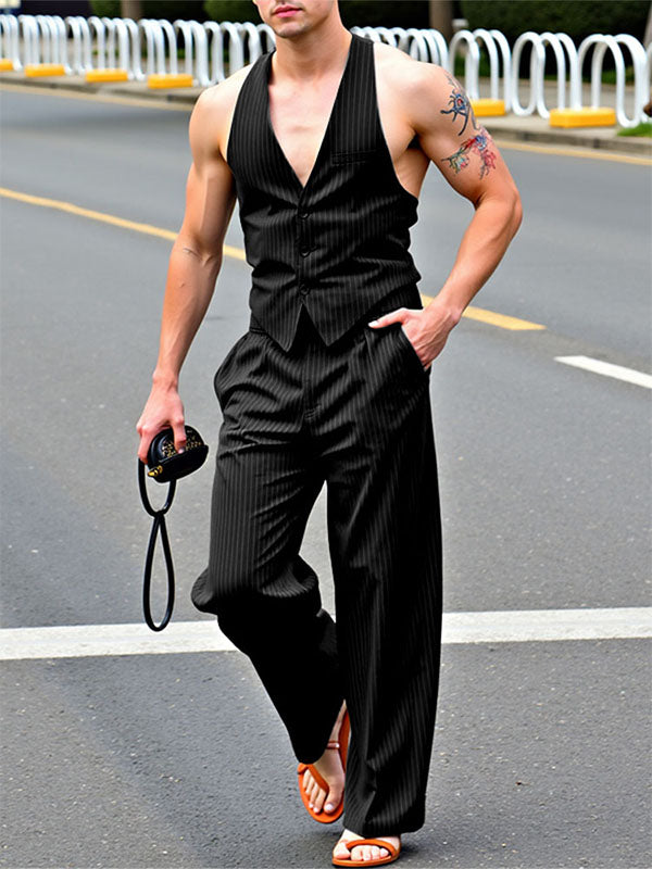 Men's Striped Casual Two Pieces Outfit SKUL22575