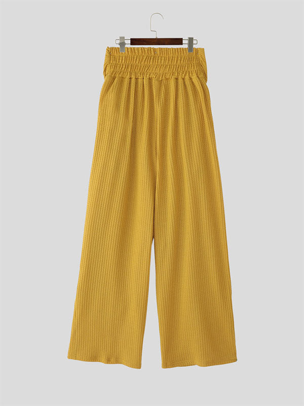 Mens Solid Color Textured Layered High Waist Pant SKUL18772