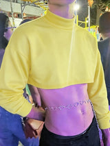 Men's Solid Color Deconstructed Cropped Long Sleeve Sweatshirt SKUL51813