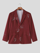 Men's Bird Printed Long Sleeve Blazer SKUL37524